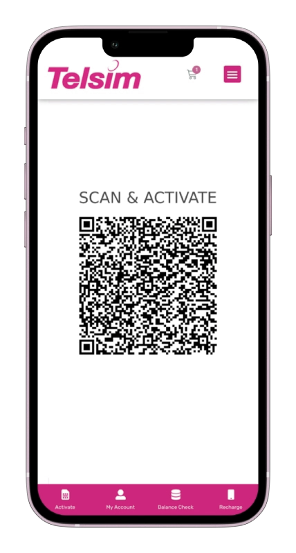 A view of a QR code for Telsim's eSIM Australia on a mobile screen